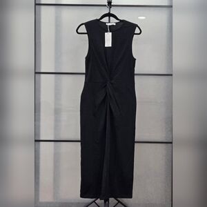 Mango Elegant Black Knot Midi Dress